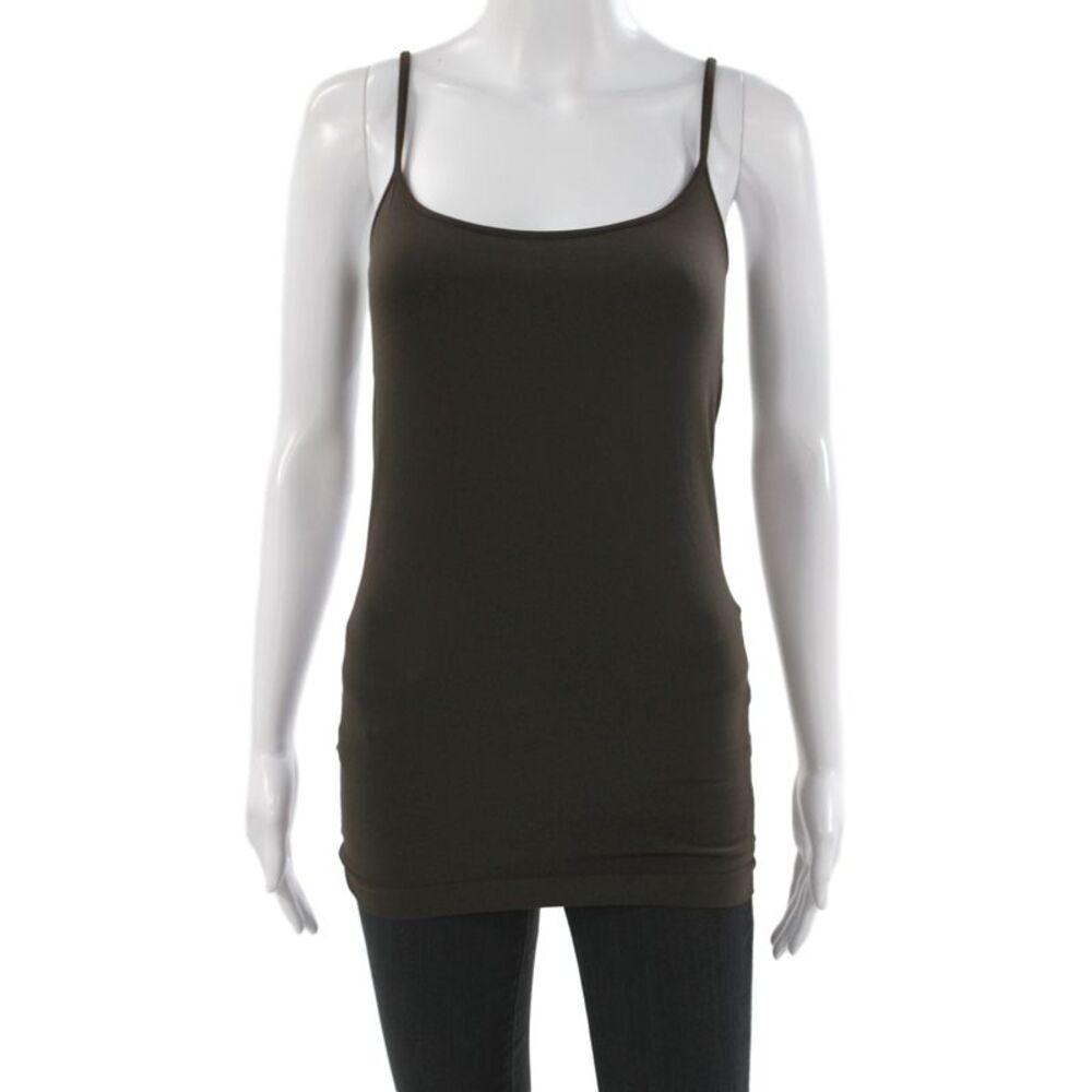 Bordeaux Women Tank Scoop Neck Sleeveless Brown Nylon Size One Size